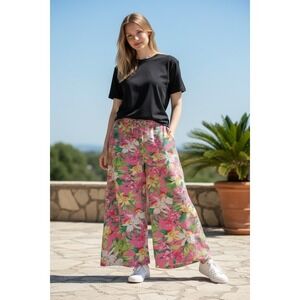 Tommy Bahama NWT Pink Floral Wide Leg Lounge Pants S Small $128 MSRP Resort